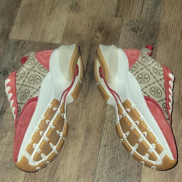 Tory Burch Red and Beige Patterned Sneakers - Picture 7 of 10